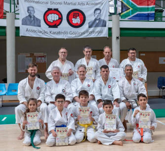 Tony with some karate students in Portugal